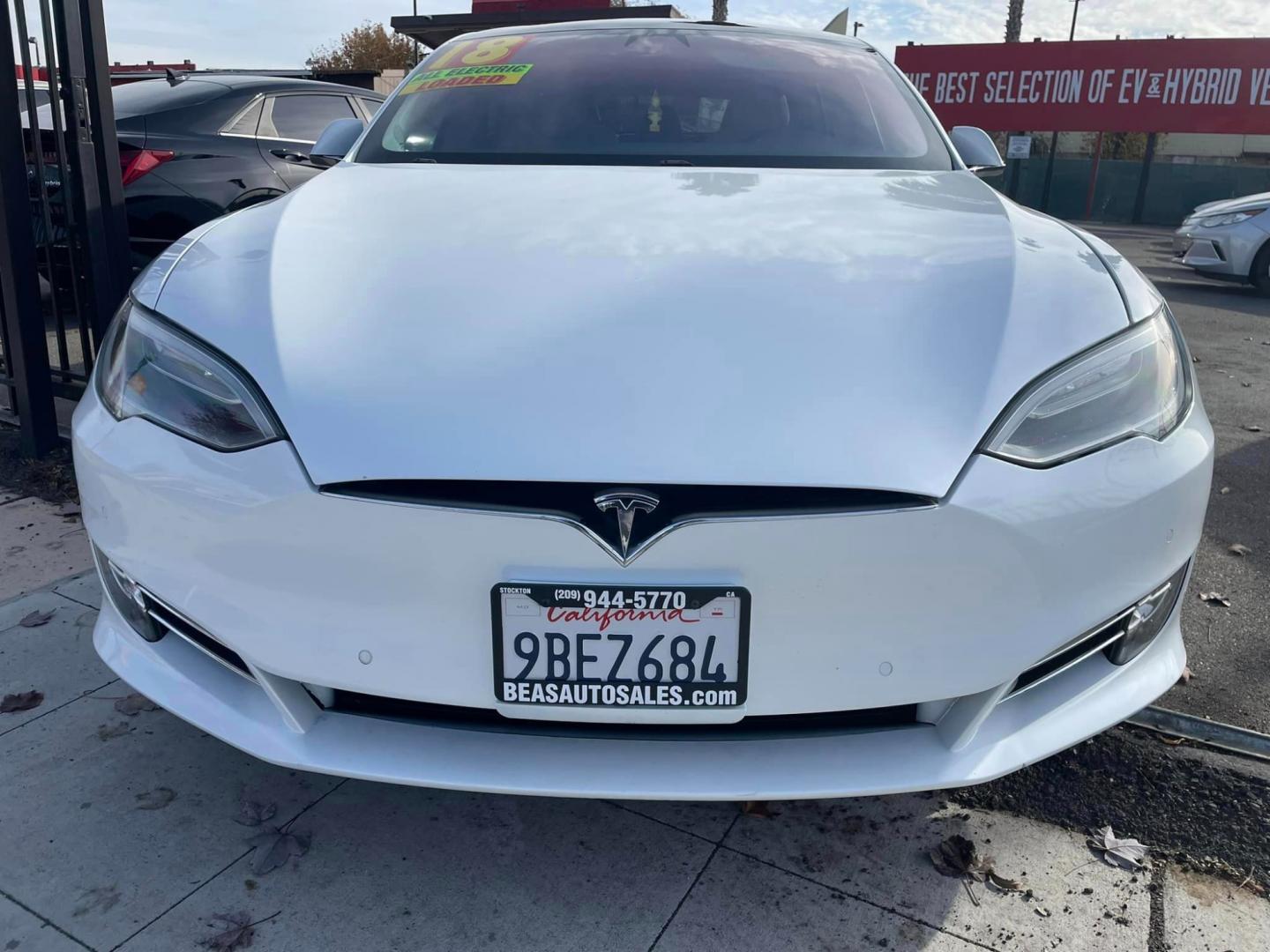 2018 WHITE /White Gold Tesla Model S (5YJSA1E23JF) , located at 744 E Miner Ave, Stockton, CA, 95202, (209) 944-5770, 37.956863, -121.282082 - Photo#1